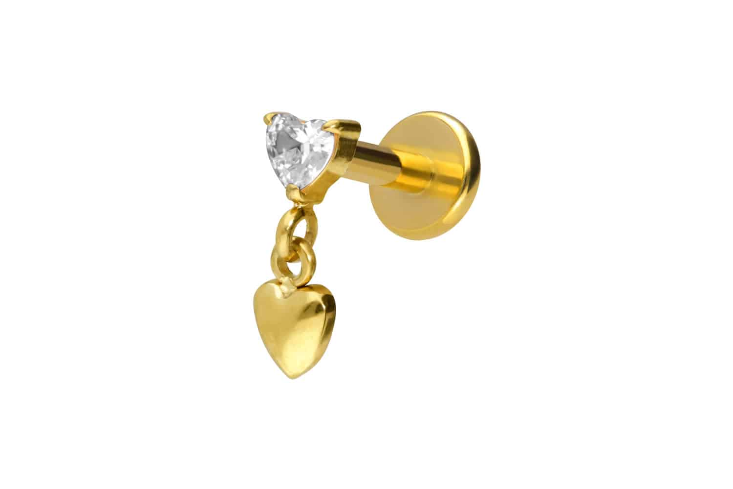 Titan Labret Piercing mit Innengewinde 2 HERZEN